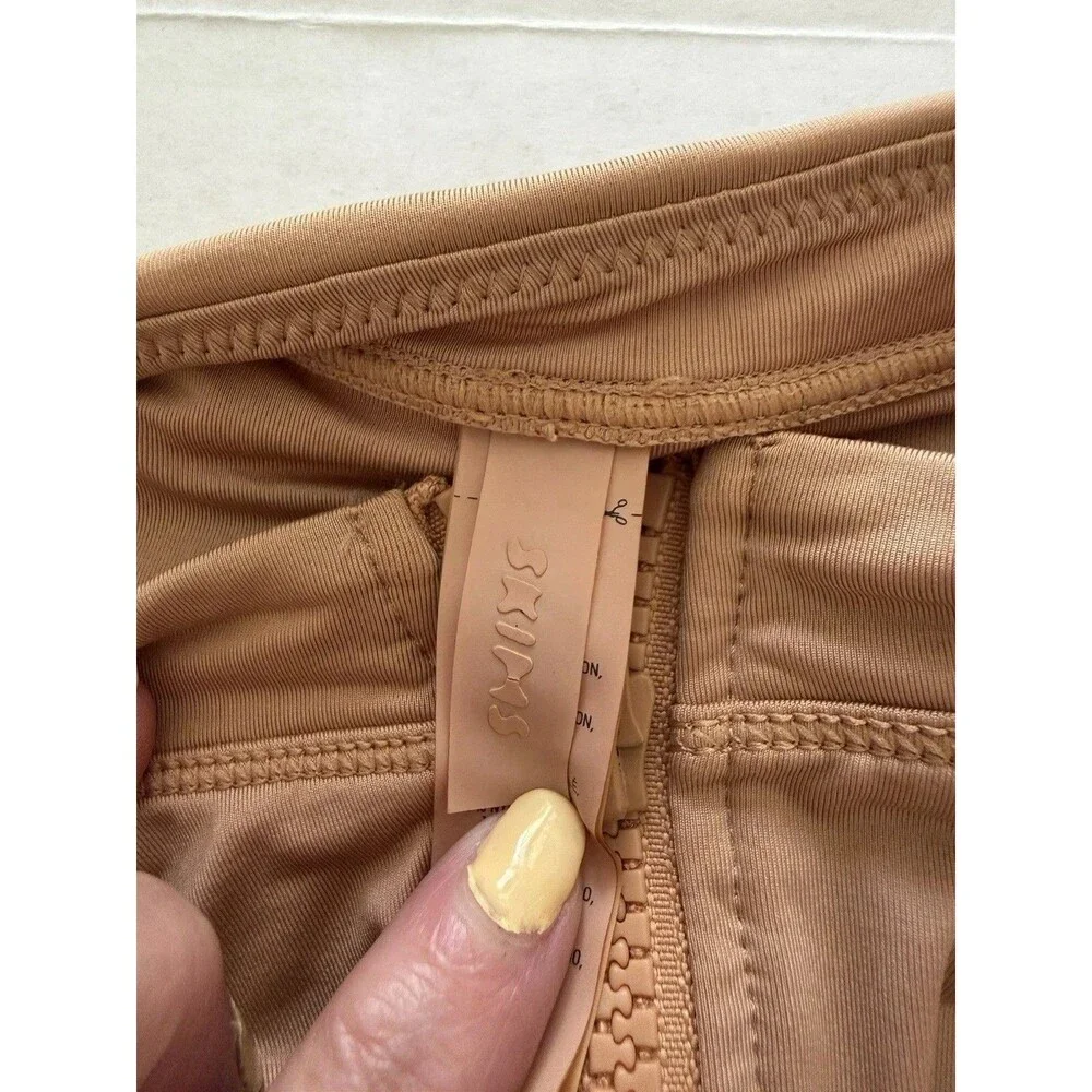 Skims Women’s 2X Signature Swim Bathing Suit Zip Front Sleeveless 1-Piece Ochre
